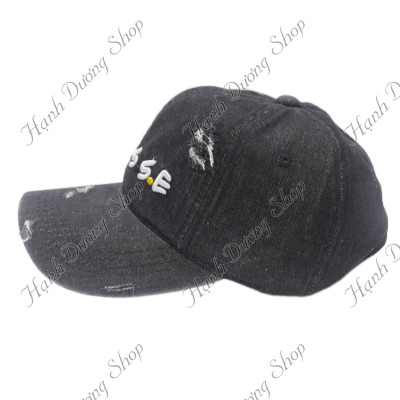 Mũ lưỡi trai jean rách bụi cá tính thêu chữ Finesse đẹp mắt hợp thời trang - Hạnh Dương
