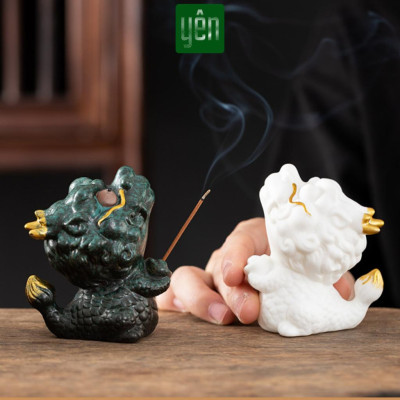 Đế Nhang Thảo Mộc Yên Tượng Kỳ Lân Gốm Sứ Xanh Trắng Yên Trang Trí Tâm Linh Thờ Cúng Thư Giãn