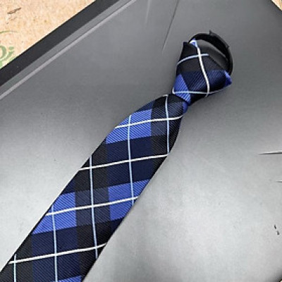 Cà vạt nam mẫu thắt sẵn dây kéo bản nhỏ 6cm mẫu xanh caro ô vuông