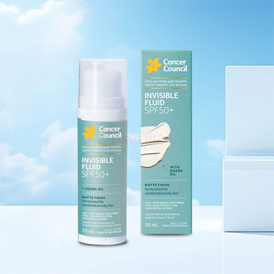 Sữa chống nắng Cancer Council Invisible Fluid SPF50+ (50ml) - Hàng chính hãng