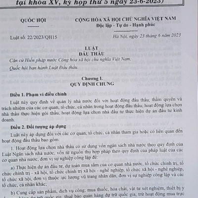 Luật đấu thầu- quy định lựa chọn nhà thầu, hạn chế thất thoát, lãng phí, tiêu cực, tham nhũng trong lĩnh vực đấu thầu - Luật giá