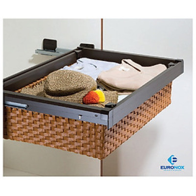 Rổ ngăn kéo để đồ gấp giả mây màu cà phê Coffee-coloured, artificial rattan pull-out Cloth Basket