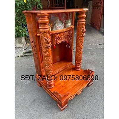 bàn thờ ông địa xoan hộp đèn , bàn thờ gỗ giá rẻ , bàn thờ thần tài ông địa 61 x 98cm, bàn thờ ông địa