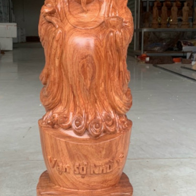 Tượng thần tài bằng gỗ hương đá kt cao 60×20×15cm 