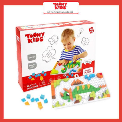 Đồ Chơi Bộ Tranh Xếp Nút TOONYKIDS - Đồ Chơi Thông Minh Cho Bé - JURASSIC PUZZLE TN011 [Tặng Kèm Sticker]