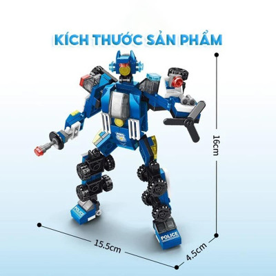 Đồ Chơi Lắp Ráp Chiến Binh Cảnh Sát Siêu Cấp 6 Trong 1 - Super Police Warrior - Toys&Joys 8971-6 (135 Mảnh Ghép)
