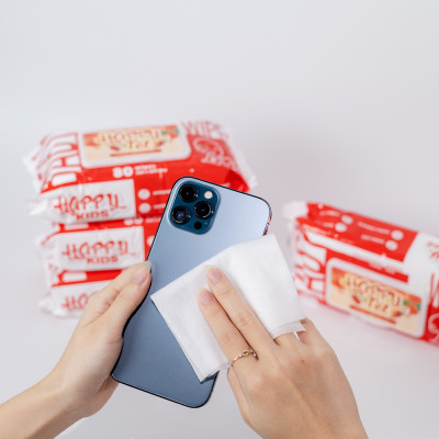 Thùng 10 gói khăn ướt trẻ em Happy Kids gói 80 tờ không mùi siêu tiết kiệm cho bé