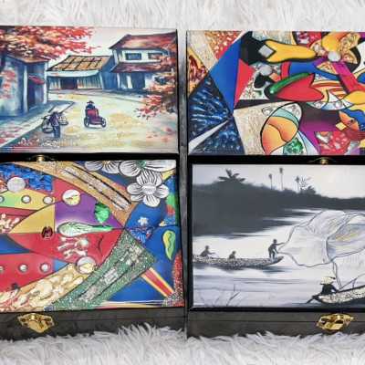 Hộp nữ trang Sơn Mài Cao Cấp Thanh Bình Lê size 14x24x6 cm đựng đồ trang sức, vật dụng nhỏ xinh, trang trí, làm quà tặng ý nghĩa