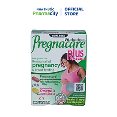 Viên bổ sung vitamin và khoáng chất Vitabiotics Pregnacare Plus Omega 3 tăng cường sức khỏe cho phụ nữ mang thai và cho con bú (Hộp 56 viên)