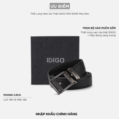 Thắt Lưng Nam Da Thật IDIGO MD1 - 6006 Màu Đen