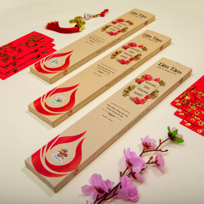 Nhang Sen Hương Xưa Liên Tâm 38cm 90 cây - Ít khói, 100% Từ Quế Hồi thiên nhiên