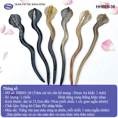Trâm cài tóc rắn hổ mang bằng sừng - đục khắc hình đẹp - phong cách cá tính (HH601-36)