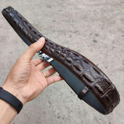 Dây nịt nam gai lưng cá sấu LIỀN NGUYÊN CON N24N1 (Mặt trắng)