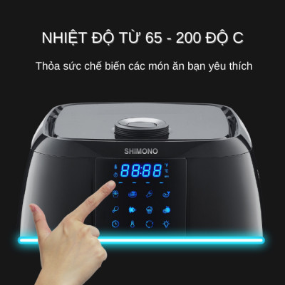 Nồi Chiên Không Dầu SHIMONO SM-AF108T 10L 1800W Cao Cấp Tiêu Chuẩn FDA Hoa Kỳ, LFGB Đức Tặng Kèm Trọn Bộ 9 Phụ Kiện Hàng Chính Hãng