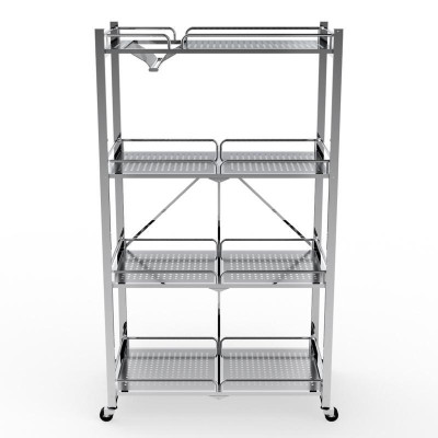[Chính hãng Qui Phúc] Kệ xếp inox đa năng cao cấp Compact 4 tầng, có bánh xe di chuyển tiện lợi