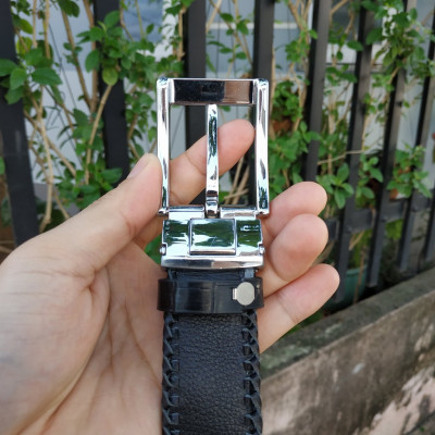 Thắt Lưng Cá Sấu Liền [Mặt Khóa Đầu Kim Cổ Điển] Đan Viền Thủ Công Rất Đẹp!