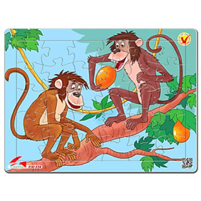 Xếp hình Tia Sáng Hai chú khỉ  (30 Mảnh Ghép) - Tặng kèm tranh tô màu cho bé