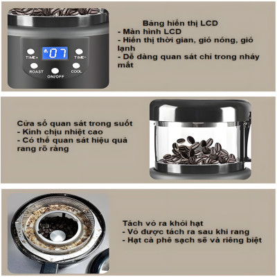 Máy rang hạt cà phê công nghệ gia nhiệt không khí chuyên nghiệp thương hiệu Mỹ cao cấp Cafemasy CCR-305 - Hàng chính hãng