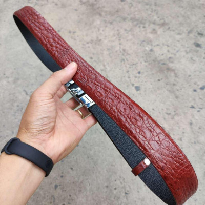 Thắt lưng da cá sấu bông hông mềm dễ sử dụng! TS120B (mặt bạc)