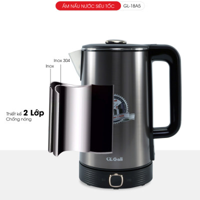 Ấm Siêu Tốc Gali GL-18A5 1.8 Lít. Thiết kế 2 Lớp, chức năng Cảm Ứng Chỉnh Nhiệt Độ. Hàng chính hãng bảo hành 24 tháng