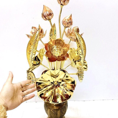 LỌ HOA SEN ĐỒNG CAO 72 CM CHẤT LIỆU BẰNG ĐỒNG  PHONG THỦY TÀI LỘC