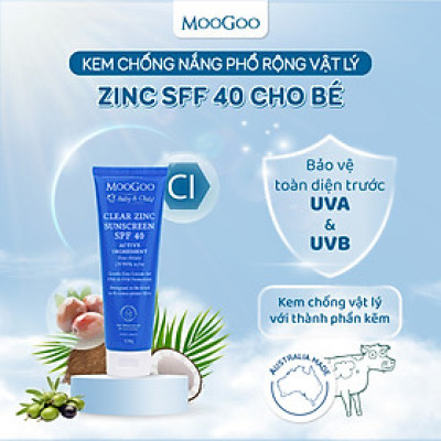 Kem chống n.ắ.ng vật lý cho bé, da nhạy cảm, viêm da cơ địa SPF 40 kẽm tự nhiên