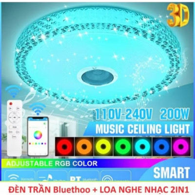 ĐÈN LED ỐP TRẦN NHÀ TRANG TRÍ SÁNG NHIỀU MÀU CÓ LOA NGHE NHẠC KẾT NỐI BLUETOOTH CÓ ĐIỀU KHIỂN TỪ XA