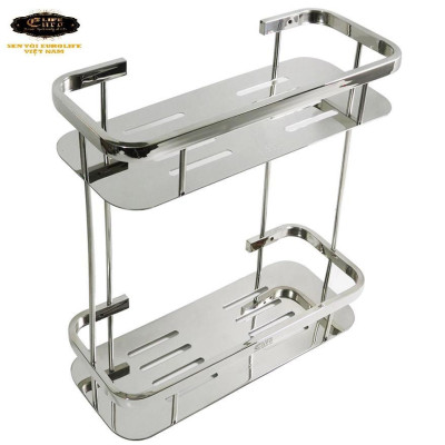 Kệ tường đôi phòng tắm Inox SUS 304Eurolife EL-KT10 (Trắng Bạc)