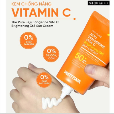 Kem chống nắng Vitamin C Pretty Skin Jeju Vita C Brightening 365 Sun Cream Hàn Quốc 50ml