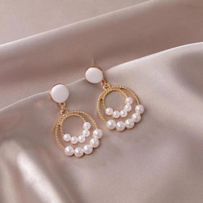 Earrings đeo tai dáng tròn kim loại thời trang cho nữ