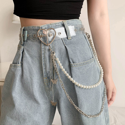 Chuỗi dây xích đeo thắt lưng đeo cạp quần mix tua rua cánh bướm và ngọc trai ấn tượng độc lạ handmade phong cách riêng