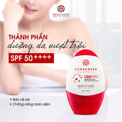 Kem Chống Nắng Song Kháng Nhật Bản MISS CANDY SUNSCREEN HA NANO SPF 50,PA ++++ 50g, Chống Nước, Chống UVA/UVB, Chống Ánh Sáng Xanh & Tia Hồng Ngoại,Bảo Vệ Da Lên Đến 8 Tiếng - PHỤNG BEAUTY
