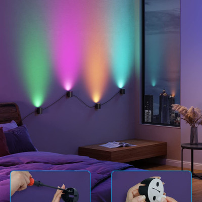 Đèn LED gắn tường trang trí nội thất Govee RGBWW Smart Fixture Light H6087 | Thắp sáng phòng khách, cầu thang, hành lang