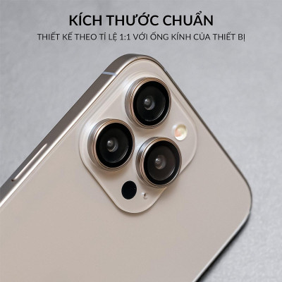 Bộ vòng kính cường lực viền kim loại bảo vệ camera cho iPhone 15 Pro / 15 Pro Max / 15 Plus / iP 15 hiệu HOTCASE Kuzoom AR-LENS  độ cứng 9H, chống trầy xước, giữ nguyên chất lượng ảnh chụp - Hàng nhập khẩu