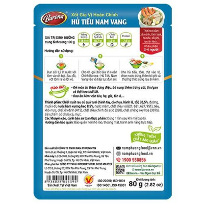 Xốt Gia Vị Hoàn Chỉnh Barona Hủ Tiếu Nam Vang 80g, combo 3 gói tặng 1 Hũ Sa tế Tôm XO Thượng hạng Barona 100g