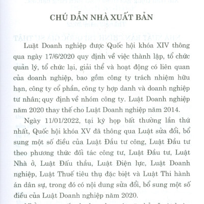 Luật Doanh Nghiệp (Hiện Hành) (Sửa Đổi, Bổ Sung Năm 2022)