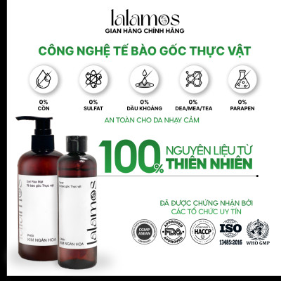 Combo cấp ẩm Lalamos Sữa rửa mặt phôi Kim Ngân Hoa 280ml + Toner cánh Kim Ngân Hoa 250ml