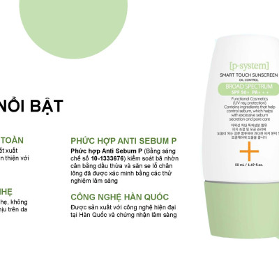 Kem đi nắng trắng da cho da mụn da dầu da hỗn hợp SMART TOUCH SUNSCREEN OIL CONTROL chai 50ml