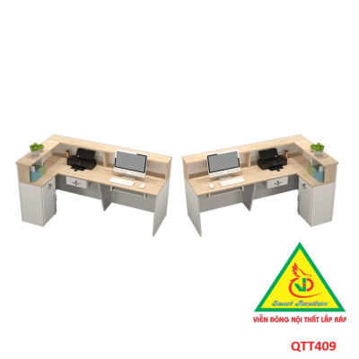 QUẦY LỄ TÂN, QUẦY TIẾP TÂN, QUẦY TÍNH TIỀN, QUẦY THU NGÂN QTT409 - Nội thất lắp ráp Viễn Đông Adv