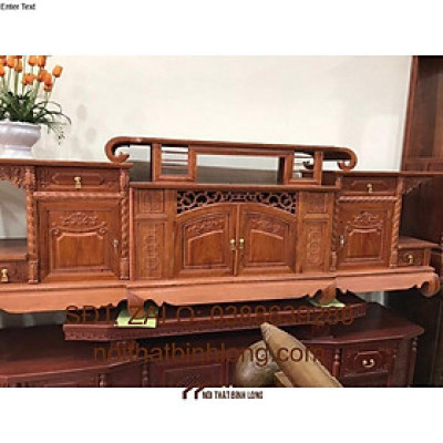 Tủ tivi gỗ gõ đỏ mẫu mâm cong 24m