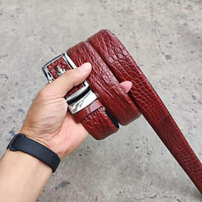 Thắt lưng da cá sấu bông hông mềm dễ sử dụng! TS120B (mặt bạc)