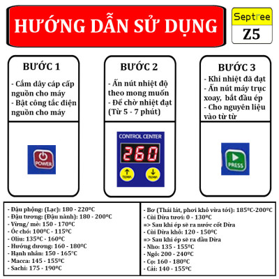 Máy ép dầu ăn thực vật Nóng và Lạnh thương hiệu Mỹ Septree Z5 - Công suất 1100W - Hàng chính hãng (BH 1 NĂM)