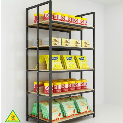 Kệ trưng bày sản phẩm, hàng hóa , kệ trang trí khung sắt mặt gỗ KST403 - Nội thất lắp ráp Viễn Đông Adv