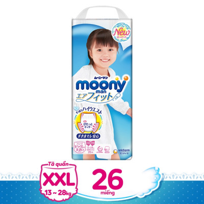 Tã quần cao cấp Moony XXL26 dành cho bé gái