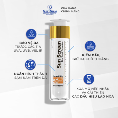 Gel chống nắng KHÔNG MÀU cho da nhạy cảm Frezyderm Sun Screen Velvet Face SPF 50+ 50ml