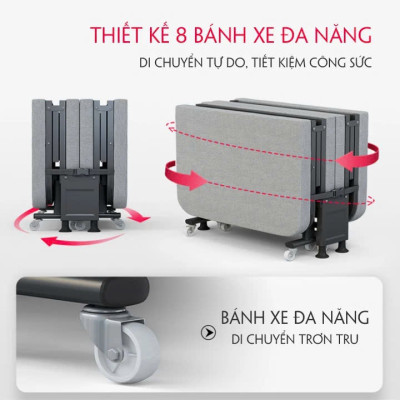 Giường gấp Giường đơn có nệm Dễ dàng cất giữ Tiết kiệm không gian Tải trọng 200 Kg. Folding Bed Single Bed with Mattress Easy Storage Space Saving 200 Kg Load