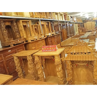 Bàn Thờ Thần Tài Ông Địa 42-68cm gỗ Xoan