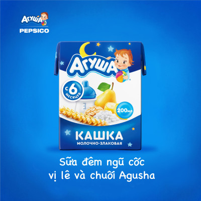 Combo 10 hộp Sữa đêm ngũ cốc vị lê và chuối Agusha 200ml/hộp