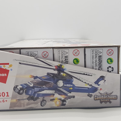 Đồ chơi lắp ghép xếp hình  Trực thăng chiến đấu 8 trong 1 Qman 1801
