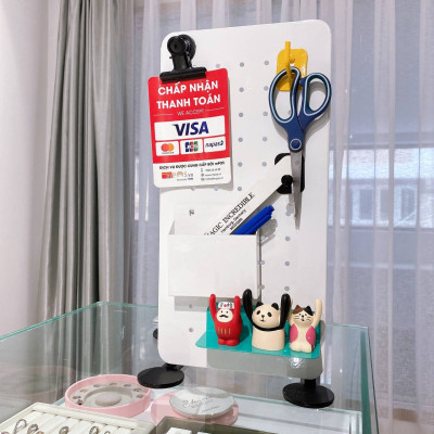 Chân đứng đặt bàn + chân kẹp bàn + móc U vách ngăn Dola Home - Phụ kiện bảng Pegboard